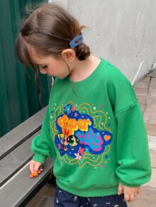 THE POWERPUFF GIRLS X DAZY Sweatshirt Musim Gugur untuk Anak Perempuan Muda - Hijau - View 6