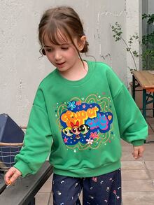 THE POWERPUFF GIRLS X DAZY Sweatshirt Musim Gugur untuk Anak Perempuan Muda - Hijau - View 4