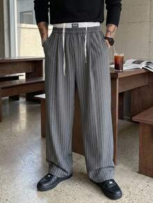 DAZY Men Casual Striped Pants Fall - Dark Grey - View 4