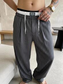 DAZY Men Casual Striped Pants Fall - Dark Grey - View 7