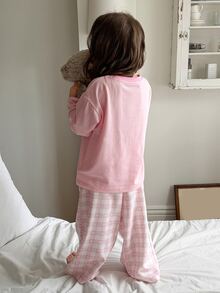 THE POWERPUFF GIRLS X DAZY Young Girl Cartoon Print Long Sleeve Top And Pants Casual Daily Home Pajama Set Fall - Baby Pink - View 5