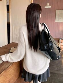 Betty Boop x DAZY Curve Cartoon Pattern Jacquard Loose Thick Pullover Sweater, New Autumn/Winter - Apricot - View 2