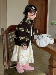 DAZY Infant (Girl) All-Over Print Korean Style Long Sleeve Sweatshirt Fall - Coffee Brown - View 4