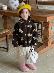 DAZY Infant (Girl) All-Over Print Korean Style Long Sleeve Sweatshirt Fall - Coffee Brown - View 7