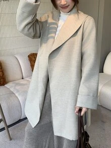 DAZY Jaket Wanita Elegan Musim Gugur/Dingin dengan Sabuk - Aprikot - View 5