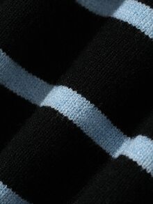 DAZY Women's Asymmetric Shoulder Striped Long Sleeve Sweater Fall - Blue - View 7