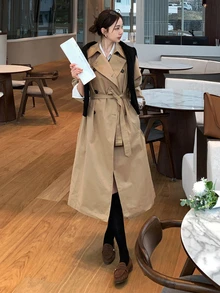 DAZY Women's Solid Color Casual Versatile Daily Travel Trench Coat Jacket Fall - Khaki - View 3