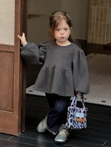 Dazy Kids Infant/Toddler (Girl) Round Neck Long Sleeve Autumn/Winter Sweatshirt - Grey - View 4