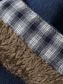 DAZY Baby Boy Autumn/Winter Washed Versatile Pocket Plaid Patchwork Denim Jeans - Dark Wash - View 8