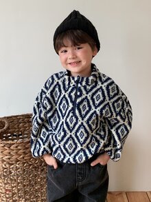 Dazy Kids Infant (Boy) Autumn/Winter Diamond Grid Long Sleeve Sweatshirt - Grey - View 4