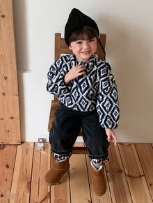 Dazy Kids Infant (Boy) Autumn/Winter Diamond Grid Long Sleeve Sweatshirt - Grey - View 9