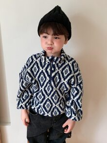 Dazy Kids Infant (Boy) Autumn/Winter Diamond Grid Long Sleeve Sweatshirt - Grey - View 6