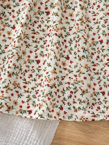 Emery Rose Kids Emery Rose Kids 女童小女孩針織荷葉領拼接花卉泡泡袖休閒洋裝 - 彩色 - 查看 10