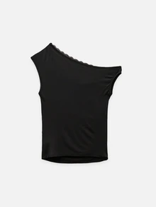 Nöista Women Fall Black Cold Shoulder Draped Top With Lace Detail Trim Insert On The Neck, Perfect Top For Party, Winter Going Out, And Special Occasions. - Black - View 9