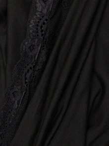 Nöista Women Fall Black Cold Shoulder Draped Top With Lace Detail Trim Insert On The Neck, Perfect Top For Party, Winter Going Out, And Special Occasions. - Black - View 10