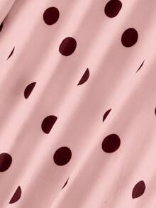 SHEIN MOD Women's Polka Dot High Neck Long Knit Dress - Pink - View 6