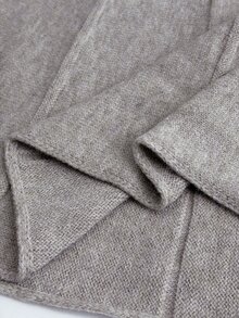 Elenzga Sweater Pullover Lengan Kelelawar Rajut Aprikot Ukuran Besar, Kasual dan Nyaman - Khaki - View 7