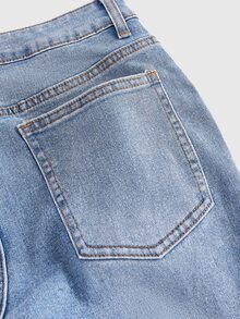 ROMWE Hippie Ladies' Floral Embroidered Flared Jeans, School - Light Wash - View 5