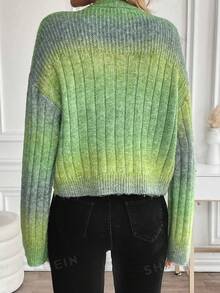 EMERY ROSE Women's Green Button Long Sleeve Printed Simple Fashionable Leisure Feeling Mohair Blend Cardigan Sweater Fall Winter Outerwear Top - Army Green - View 2