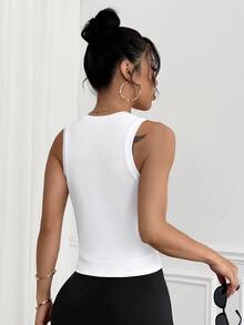 Sovereign Charm Women's Basic Yoga/Fitness Tank Top - White - View 3