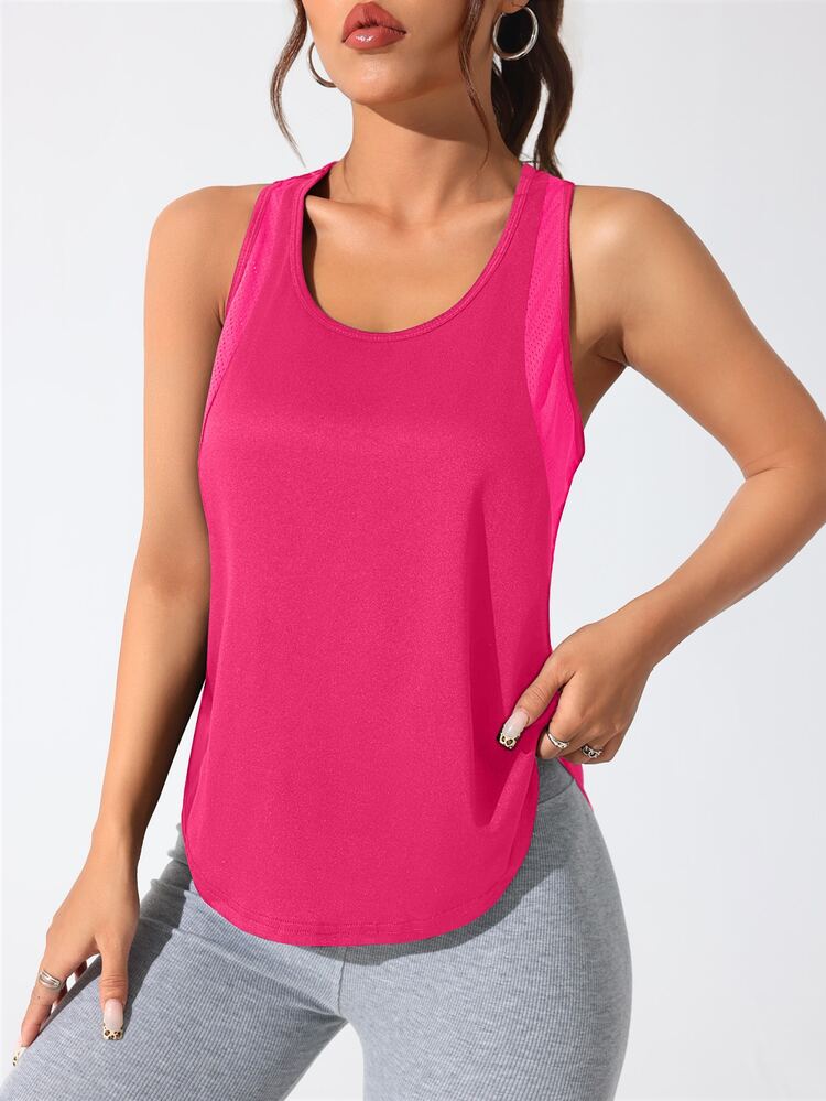 Solea Cove Solea Cove Letter Print Racerback Sports Tank Top - Hot Pink - View 4