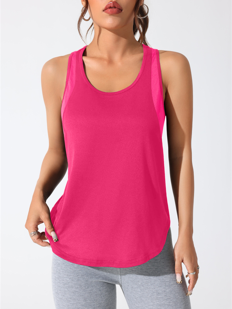 Solea Cove Solea Cove Letter Print Racerback Sports Tank Top - Hot Pink - View 6