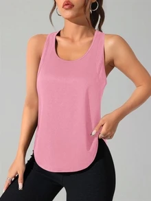 Solea Cove Solea Cove Solid Color Sleeveless Sports T-Shirt, Minimalist And Fashionable, Suitable For Summer - Pink - View 2