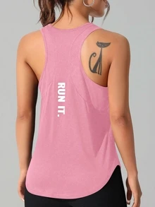 Solea Cove Solea Cove Solid Color Sleeveless Sports T-Shirt, Minimalist And Fashionable, Suitable For Summer - Pink - View 3