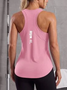 Solea Cove Solea Cove Solid Color Sleeveless Sports T-Shirt, Minimalist And Fashionable, Suitable For Summer - Pink - View 1