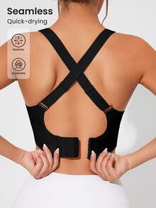Solea Cove Solea Cove Women Sports Bra/Seamless/Clip/Straps - Black - View 3