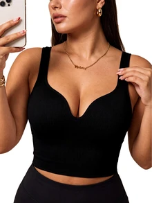SHEIN Unity Plus Size Women's Solid Color Casual Daily Sports Bra - Multicolor - View 4