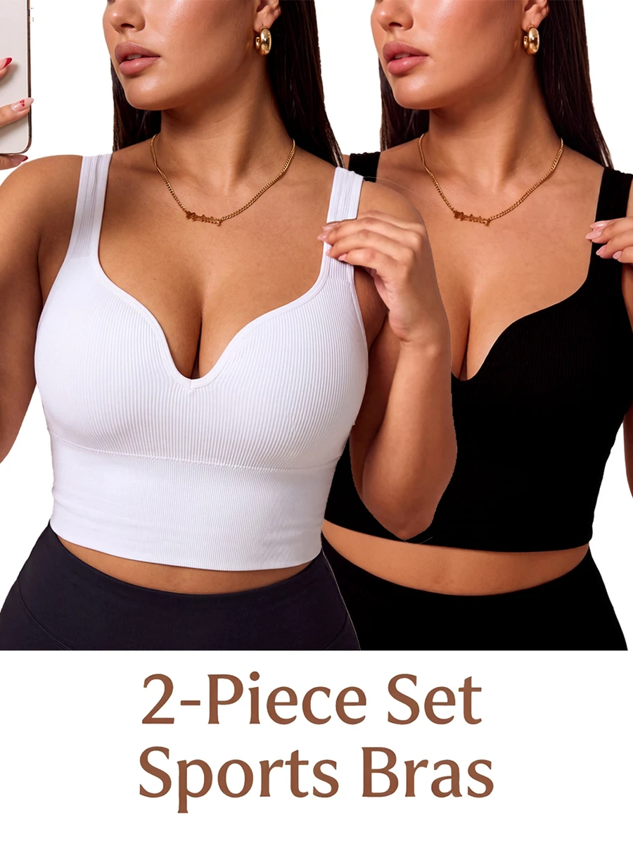 SHEIN Unity Plus Size Women's Solid Color Casual Daily Sports Bra - Multicolor - View 1