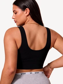SHEIN Unity Plus Size Women's Solid Color Casual Daily Sports Bra - Multicolor - View 2