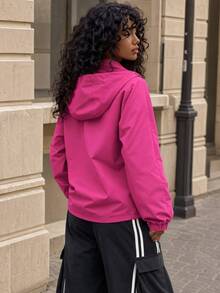 Modviera Jaket Softshell Kasual Wanita Motif Huruf untuk Aktivitas Luar Ruangan Sehari-hari - Berwarna merah muda - View 2