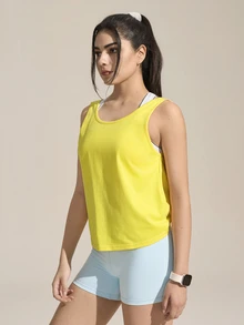 Exploreva Exploreva Women's Knitted Backless Vest - Yellow - View 4