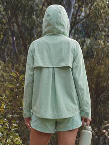 Exploreva Exploreva Women's Raglan Sleeve Hooded Casual Jacket - Mint Green - View 2