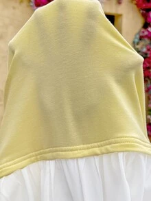 Lyckli Maternity Colorblock Round Neck Drop Shoulder Long Sleeve Casual T-Shirt Fall - Yellow - View 9