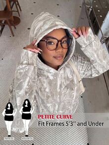 SHEIN PETITE CURVE Sweatshirt Motif Kamuflase Ukuran Besar Formal Liburan Abu-abu Musim Gugur Kasual Longgar Tradisional Formal Liburan untuk Pergi Keluar - Light Grey - View 1