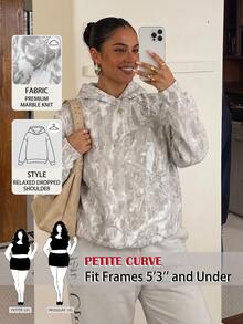 SHEIN PETITE CURVE Sweatshirt Motif Kamuflase Ukuran Besar Formal Liburan Abu-abu Musim Gugur Kasual Longgar Tradisional Formal Liburan untuk Pergi Keluar - Light Grey - View 2