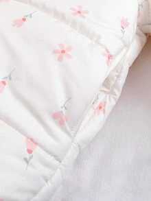 SHEIN 女童返校季幼童休閒可愛復古碎花絎縫連帽拉鍊開襟外套，柔軟加厚外套，適合戶外，秋冬新品 - 彩色 - 查看 7