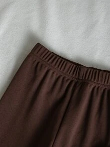 SHEIN Elladie kids 女童 2 件套豹紋 3D 蝴蝶結可愛衛衣與長褲套裝，秋季新款，適合秋冬室內外穿著，生日禮物，棕色 - 卡其色 - 查看 4