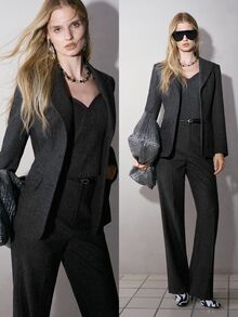 MOTF PREMIUM MODERN CHIC SLIM FIT COMMUTER WOMEN'S BLAZER - Dark Grey - View 1