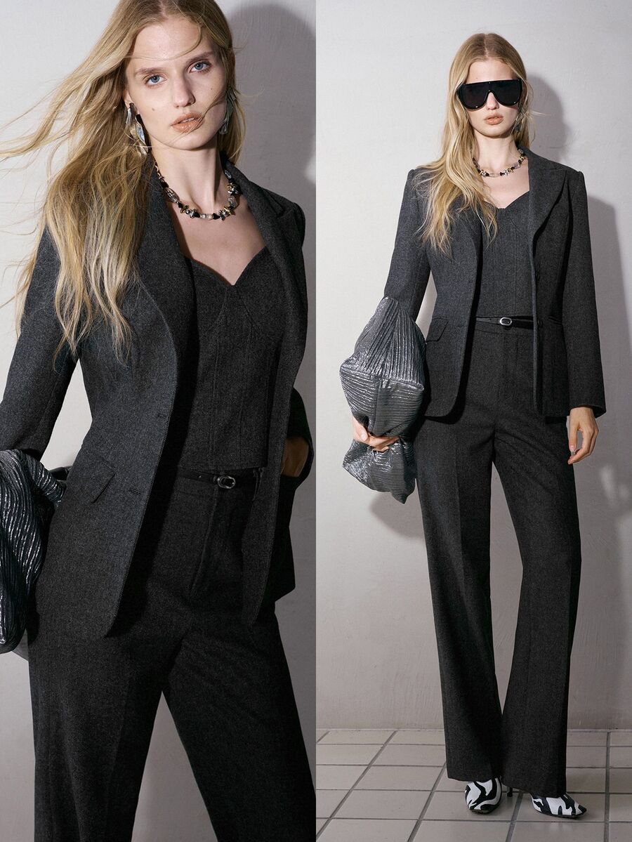MOTF PREMIUM MODERN CHIC SLIM FIT COMMUTER WOMEN'S BLAZER - Dark Grey - View 1