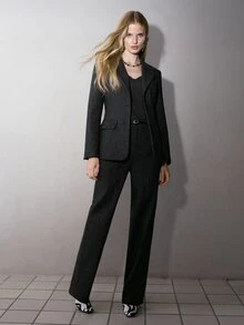 MOTF PREMIUM MODERN CHIC SLIM FIT COMMUTER WOMEN'S BLAZER - Dark Grey - View 4