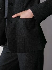 MOTF PREMIUM MODERN CHIC SLIM FIT COMMUTER WOMEN'S BLAZER - Dark Grey - View 5