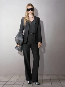 MOTF PREMIUM MODERN CHIC SLIM FIT COMMUTER WOMEN'S BLAZER - Dark Grey - View 6