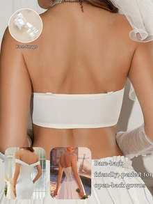 SHEIN 1pc Seamless Minimalist Women's Bandeau Bra - Apricot - View 2