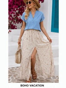 EMERY ROSE Women's V-Neck Single-Breasted Casual Everyday Denim Blouse Work Everyday Light Blue Summer - Blue - View 6