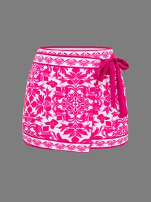 SHEIN Swim 2026新款性感连体泳衣女款，涤纶印花度假沙滩裙两件套 - 彩色 - 查看 5