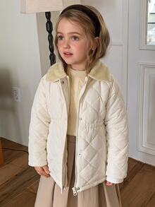 DAZY Young Girl Fashionable Versatile Long Sleeve Button-Up Waist-Cinching Padded Coat Fall - Grey - View 7